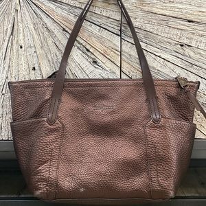 Copper Cole Haan Leather Zipper Tote
